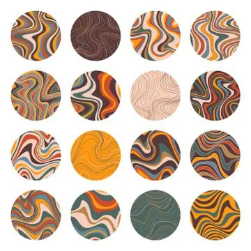 Creative ripple backgrounds set. Wavy psychedelic patterns for brochures, cards Stock Illustration