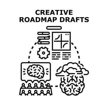 Creative roadmap drafts planning development process Stock Illustration