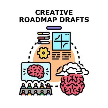 Creative roadmap drafts planning development process Stock Illustration