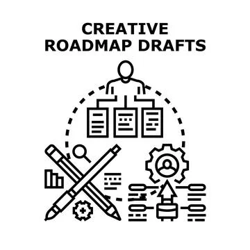 Creative roadmap drafts representing business development strategy 스톡 일러스트