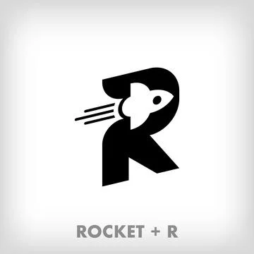 Creative rocket and letter r combination logo. Stock Illustration