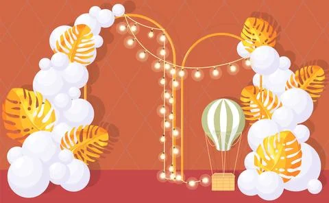 Creative romantic photo zone background vector illustration Stock Illustration