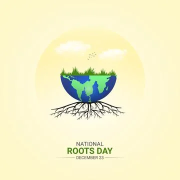Creative Roots Day ads design. National Roots Day, Celebrated December 23, .. Illustrazione stock