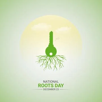 Creative Roots Day ads design. National Roots Day, Celebrated December 23, .. Illustrazione stock
