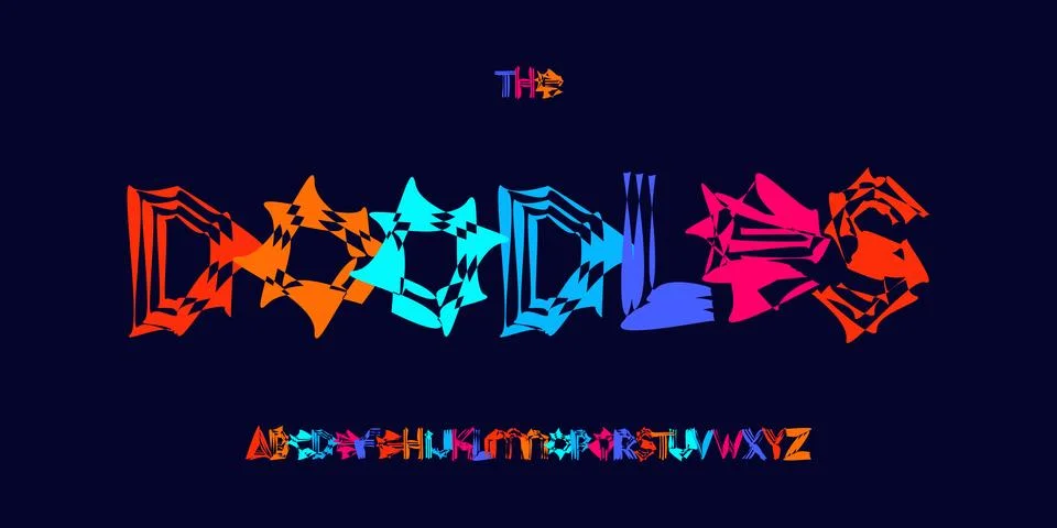 Creative Rough Font Logo Uneven Alphabet Vector Silly Letter Set Modern Stock Illustration
