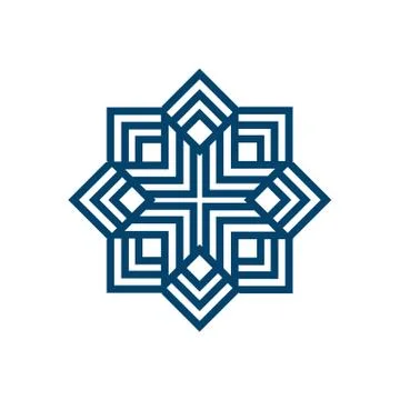 Creative round emblem flower in a circle n linear style Stock Illustration