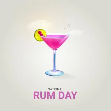 Creative Rum Day ads design. National Rum Day, Rum shot with lime vector, A.. Stock Illustration