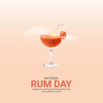 Creative Rum Day ads design. National Rum Day, Rum shot with lime vector, A.. Stock Illustration
