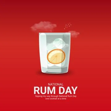 Creative Rum Day ads design. National Rum Day, Rum shot with lime vector, A.. Stock Illustration