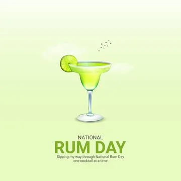 Creative Rum Day ads design. National Rum Day, Rum shot with lime vector, A.. Stock Illustration