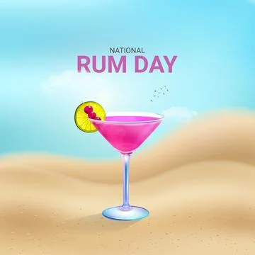 Creative Rum Day ads design. National Rum Day, Rum shot with lime vector, A.. Illustrazione stock