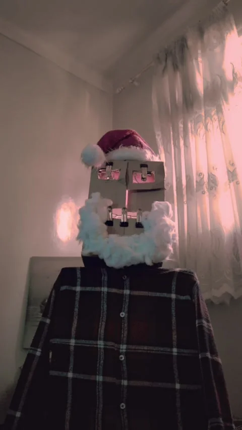 "Creative Santa Claus Robot Mask with Glowing LED Lights" Stock Footage 299575167