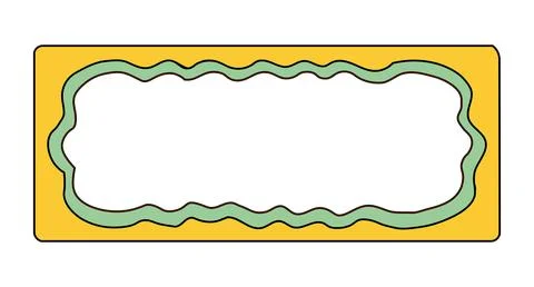 Creative scalloped border frame flat design illustration with green outline 스톡 일러스트