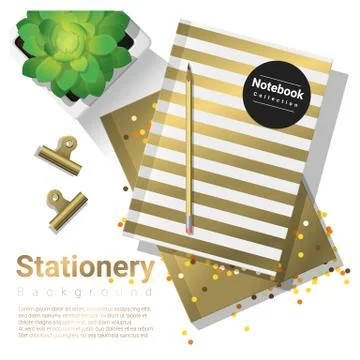 Creative scene with stationery background Stock Illustration