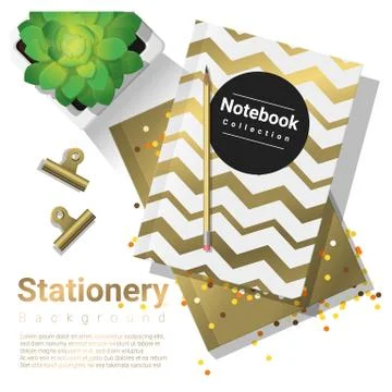 Creative scene with stationery background Stock Illustration