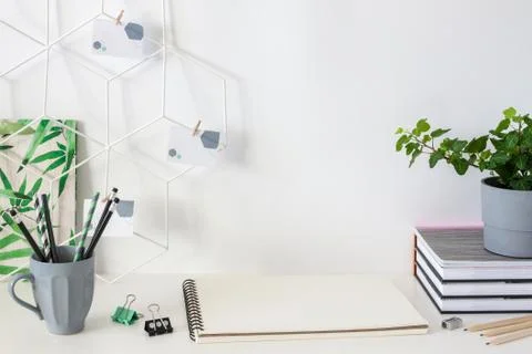Creative school desk. Stock Photos