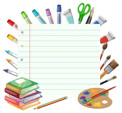 Creative School Supplies and Notebook Stock Illustration
