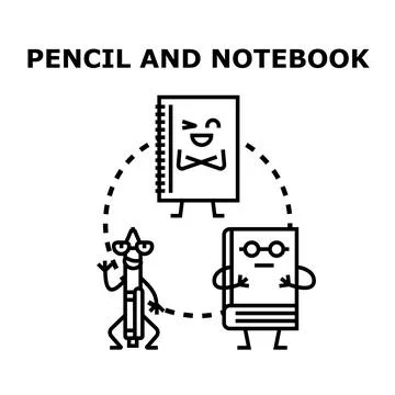 Creative school supplies characters collaborating on education concept Stock Illustration