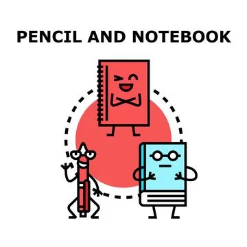 Creative school supplies characters collaborating on education concept Stock Illustration
