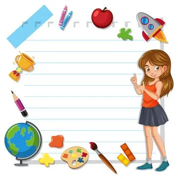Creative Schoolgirl with Educational Elements Stock Illustration