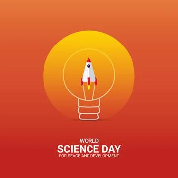 Creative Science Day ads design. World Science Day for Peace and Developmen.. Stock Illustration