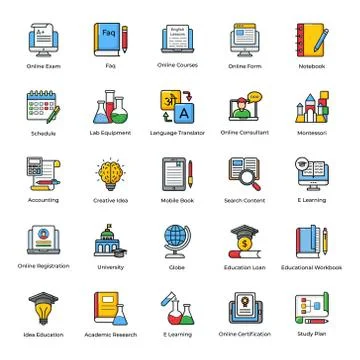 Creative Science Learning Flat Vectors Stock Illustration