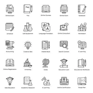 Creative Science Learning Line Vectors Illustrazione stock