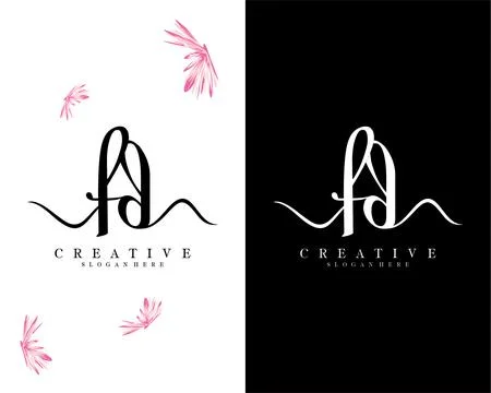Creative script font fd, df letter logo design template vector Stock Illustration