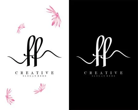 Creative script font ff, f letter logo design template vector Illustrazione stock