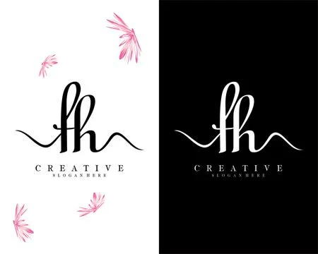 Creative script font fh, hf letter logo design template vector Stock Illustration