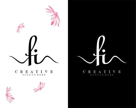 Creative script font fi, if letter logo design template vector Illustrazione stock