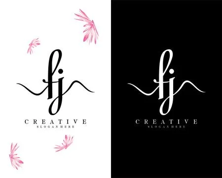 Creative script font fj, jf letter logo design template vector Illustrazione stock