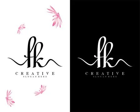Creative script font fk, kf letter logo design template vector Stock Illustration