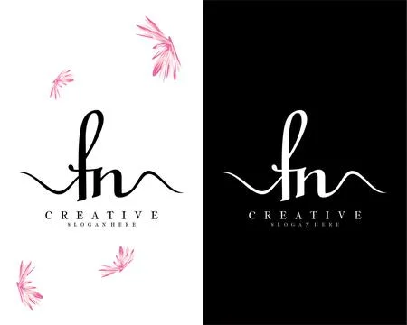 Creative script font fn, nf letter logo design template vector Illustrazione stock