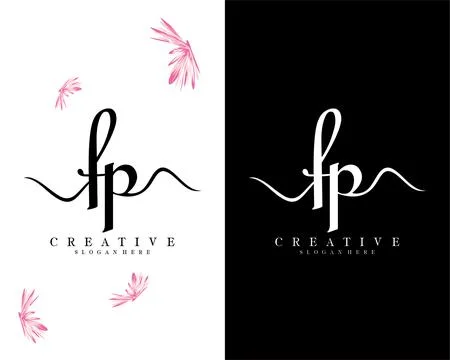 Creative script font fp, pf letter logo design template vector Illustrazione stock