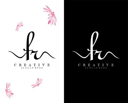 Creative script font fr, rf letter logo design template vector Illustrazione stock