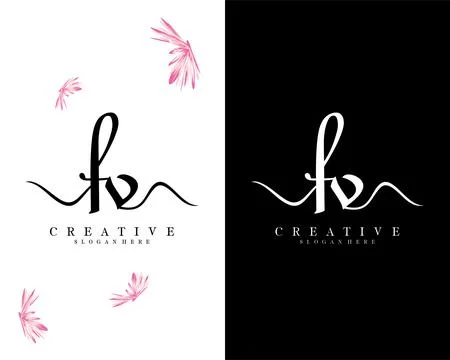 Creative script font fv, vf letter logo design template vector Ilustración de archivo
