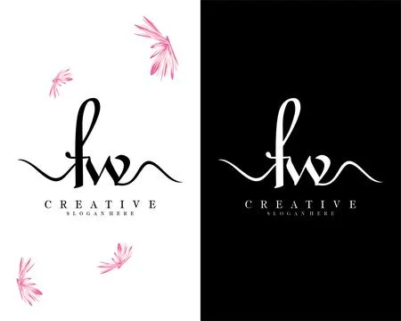 Creative script font fw, wf letter logo design template vector 스톡 일러스트