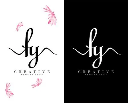 Creative script font fy, yf letter logo design template vector Illustrazione stock