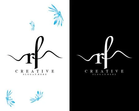 Creative script font rf, fr letter logo design template vector Illustrazione stock