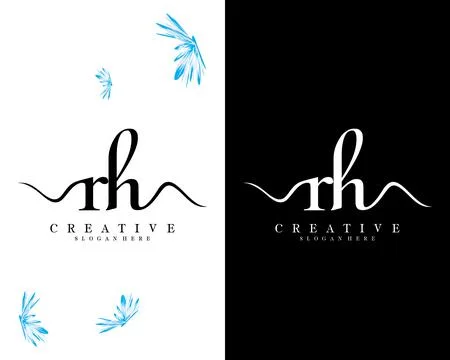 Creative script font rh , hr letter logo design template vector Stock Illustration