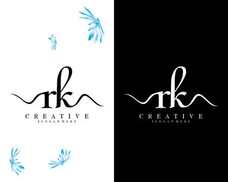 Creative script font rk, kr letter logo design template vector Illustrazione stock