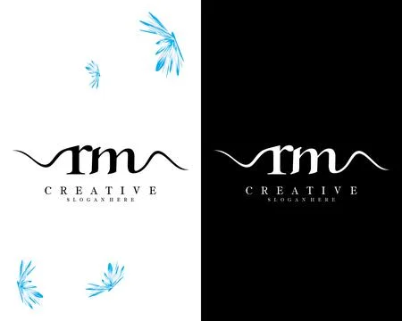Creative script font rm, mr letter logo design template vector Illustrazione stock