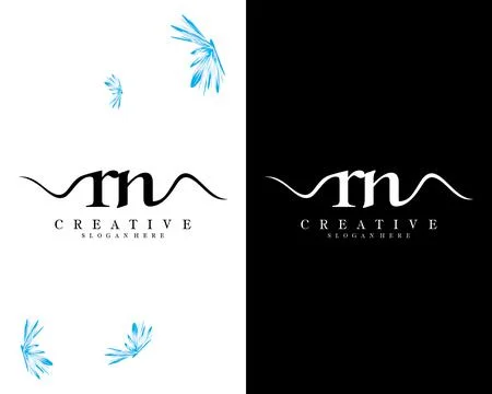 Creative script font rn, nr letter logo design template vector Illustrazione stock