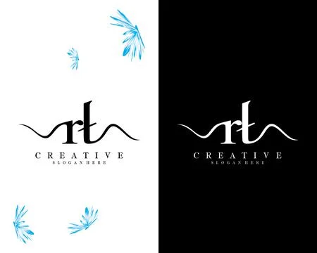 Creative script font rt, tr letter logo design template vector Illustrazione stock