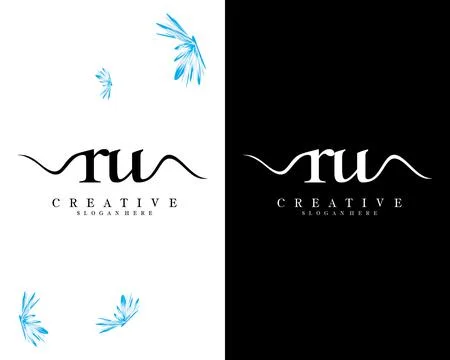 Creative script font ru, ur letter logo design template vector Illustrazione stock
