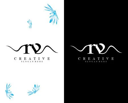 Creative script font rv, vr letter logo design template vector Illustrazione stock
