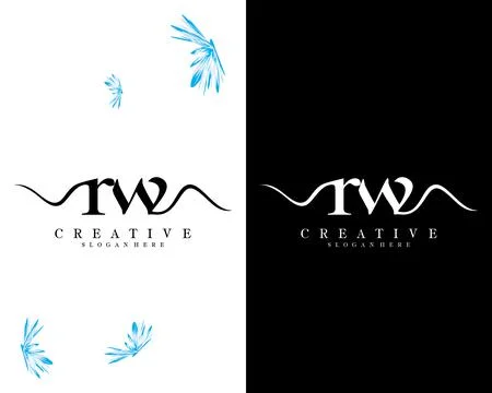Creative script font rw, wr letter logo design template vector Illustrazione stock