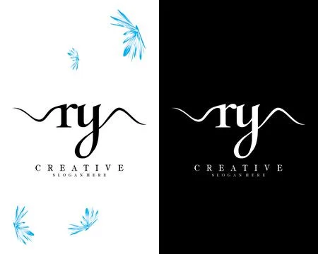 Creative script font ry, yr letter logo design template vector Illustrazione stock