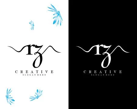 Creative script font rz, zr letter logo design template vector Stock Illustration